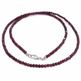 Ruby Gemstone Beads Silver Button Necklace 18 Inches