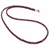 Ruby Gemstone Beads Silver Button Necklace 18 Inches