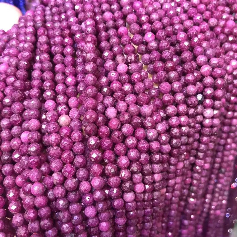 Small 3mm Natural Ruby Faceted Beads for Jewelry Making