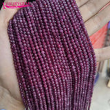 Natural Rubys Stone 3mm Faceted Round Shape Loose Spacer Beads Bracelet Necklace