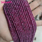Natural Rubys Stone 3mm Faceted Round Shape Loose Spacer Beads Bracelet Necklace