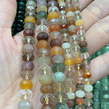 Rutilate Quartz Beads 15'' Faceted Rondelle DIY Loose Beads For Jewelry