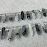 Rutilated Quartz Beads 15'' Sticks Crystal Point Shape Jewelry Making Necklace