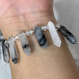Rutilated Quartz Beads 15'' Sticks Crystal Point Shape Jewelry Making Necklace