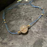 Rutilated Quartz Choker Necklace with Freshwater Pearl