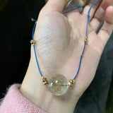 Rutilated Quartz Choker Necklace with Freshwater Pearl