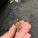 Rutilated Quartz Choker Necklace with Freshwater Pearl