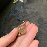 Rutilated Quartz Choker Necklace with Freshwater Pearl