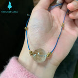 Rutilated Quartz Choker Necklace with Freshwater Pearl