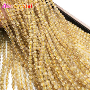 Rutilated Quartz Crystal Bracelet Healing Stone Jewelry DIY Accessory