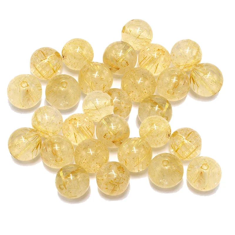 Rutilated Quartz Crystal Bracelet Healing Stone Jewelry DIY Accessory