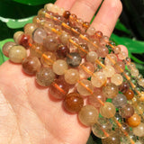 Rutilated Quartz Stone Beads Round Loose Spacer Beads for Jewelry Making