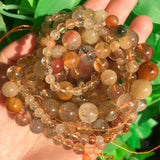 Rutilated Quartz Stone Beads Round Loose Spacer Beads for Jewelry Making