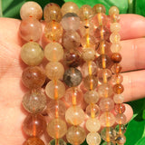 Rutilated Quartz Stone Beads Round Loose Spacer Beads for Jewelry Making