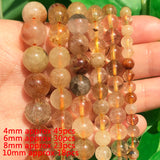 Rutilated Quartz Stone Beads Round Loose Spacer Beads for Jewelry Making