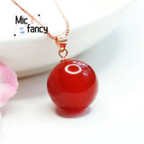 S925 Red Agate Beads Pendant Chalcedony Necklace Women Gift