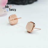 S925 Silver Hetian Jade Square Earrings Pink Stone Lady Sweet Women Jewelry