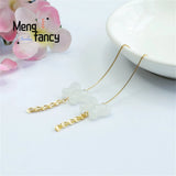 S925 Silver Hetian Jade Butterfly Phoenix Tail Ear Hook Charm