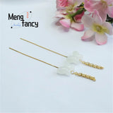 S925 Silver Hetian Jade Butterfly Phoenix Tail Ear Hook Charm