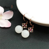 S925 Silver Hetian Jade Round Ear Hook Earrings Charm Women Jewelry Gift