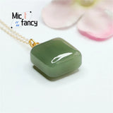 S925 Silver Hetian Yufang Wushi Pendant Necklace Ethnic Style Men Women Gift