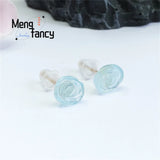 S925 Silver Aquamarine Crystal Earrings Flower Retro Charm Gift