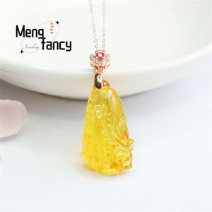 S925 Silver Inlaid Pearl Amber Cabbage Necklace Women Jewelry