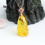 S925 Silver Inlaid Pearl Amber Cabbage Necklace Women Jewelry