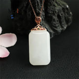 S925 Silver Hetian Baiyu Wushi Necklace Men Women Couple Fine Jewelry