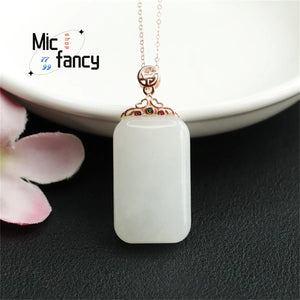 S925 Silver Hetian Baiyu Wushi Necklace Men Women Couple Fine Jewelry