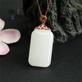 S925 Silver Hetian Baiyu Wushi Necklace Men Women Couple Fine Jewelry