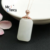 S925 Silver Hetian Baiyu Wushi Necklace Men Women Couple Fine Jewelry