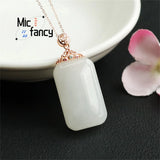 S925 Silver Hetian Baiyu Wushi Necklace Men Women Couple Fine Jewelry