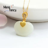S925 Silver Hetian Sheep Fat Jade Ruyi Necklace Fine Jewelry