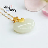 S925 Silver Hetian Sheep Fat Jade Ruyi Necklace Fine Jewelry