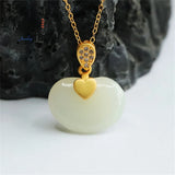 S925 Silver Hetian Sheep Fat Jade Ruyi Necklace Fine Jewelry