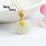 S925 Silver Hetian Sheep Fat Jade Ruyi Necklace Fine Jewelry