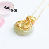S925 Silver Hetian Jade Ruyi Koi Necklace