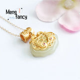 S925 Silver Hetian Jade Ruyi Koi Necklace