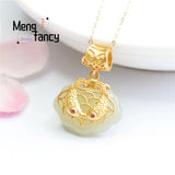 S925 Silver Hetian Jade Ruyi Koi Necklace