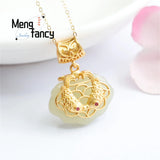 S925 Silver Hetian Jade Ruyi Koi Necklace