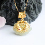 S925 Silver Hetian Jade Ruyi Koi Necklace