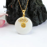 S925 Silver Hetian Jade Safety Clasp Ruyifu Necklace