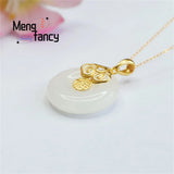 S925 Silver Hetian Jade Safety Clasp Ruyifu Necklace