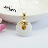 S925 Silver Hetian Jade Safety Clasp Ruyifu Necklace