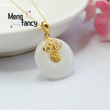 S925 Silver Hetian Jade Safety Clasp Ruyifu Necklace