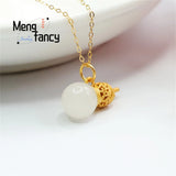 S925 Silver Hetian Jade Gourd Necklace Pendant