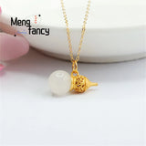 S925 Silver Hetian Jade Gourd Necklace Pendant