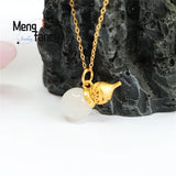 S925 Silver Hetian Jade Gourd Necklace Pendant