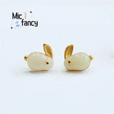 S925 Silver Hotan Sheepskin Jade Rabbit Earrings Romantic Gift